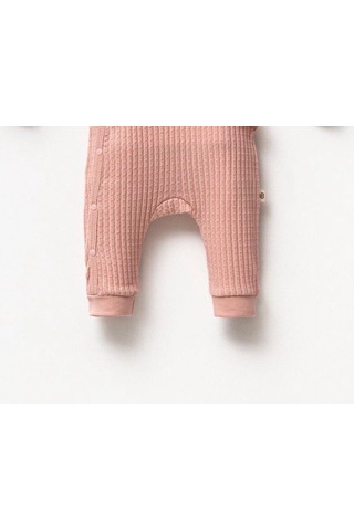 By Bubbles Natural Belden Dantelli Kız Bebek Tulum Gül Kurusu