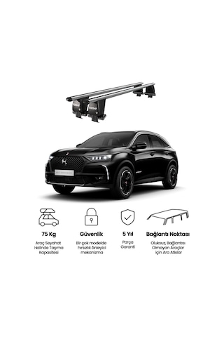 Royal Ds 7 Crossback 2017 Ve Sonrası Uyumlu Gri Kilitli Ara Atkı Port Bagaj Tavan Barı