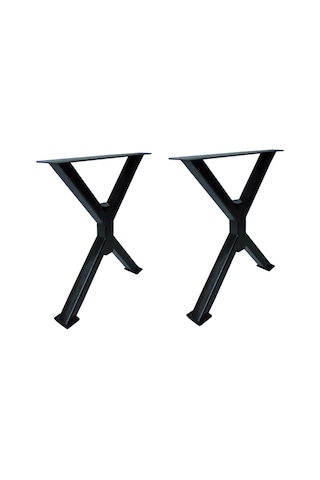 2 Adt Metal X Çapraz Ayak Ahşap Kütük Masif Orta Sehpa Ayağı 45Cm
