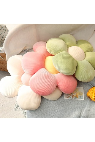 Aubyhe Nordik Tarz Pembe Papatya Güneş Çiçeği Desenli Tatami Yastık - Araba Ofis Sandalye Yorgunluk Alıcı Desteği 40cm 0.35kg Pembe