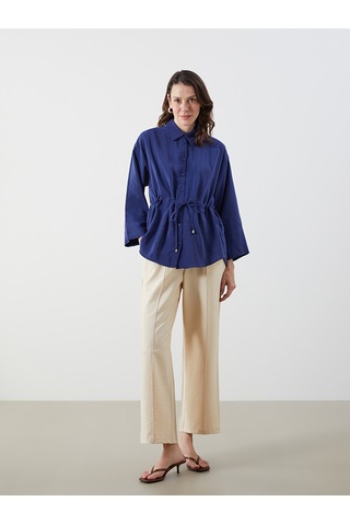 Lcwaıkıkı Classic Lacivert Oversize Modal Karışımlı Kadın Gömlek