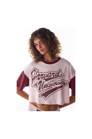 Penti Pembe Harvard Graffiti Desenli Kısa Kollu Şort Pijama Takımı Pk24