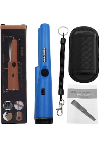 Geeksen 360 Derece Yüksek Hassasiyetli El Tipi Metal Dedektörü - Kompakt Taşınabilir Metal Arama Aleti Mavi, Pil Hariç