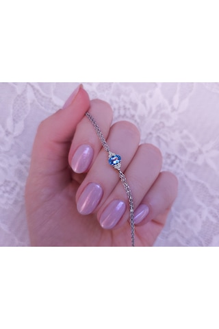 Sirius Pırlanta Ve Oval Mavi Topaz Taşlı Bileklik 0817b0008
