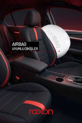 Neptun Plus Serisi Tay Tüyü Kumaş Oto Koltuk Kılıfı Tam Set Airbag Uyumlu Lüks Araç Koltuk Kılıfı Kırmızı