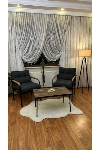 Modern Style Home Modern Avcılar Balkon, Bahçe, Cafe - Metal Kanepe Koltuk Takımı 2 Tekli + Sehpa Antrasit Modernk050 Antrasit