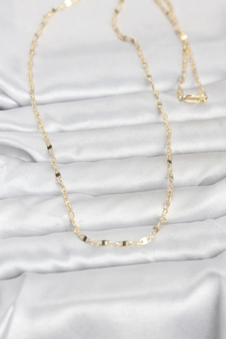 Ceylan Adam Cm 14k Gold Renk Yassı Gemici Zincir Model 60 Cm Kadın Kolye Çok Renkli