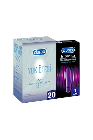 Durex Yok Ötesi Ultra Kaygan Prezervatif 20'li + Delight Bullet Vibratör