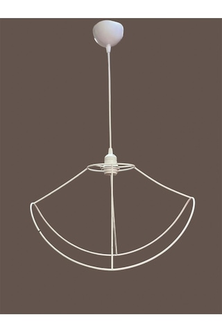 Yaprak Avize Teli , İskeleti Büyük Boy 50x32 Cm Beyaz Statik Boyalı Duy Takımı Dahil Beyaz