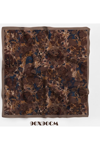 Ochre Desen 90x90cm Matte Cotton Eşarp Çok Renkli