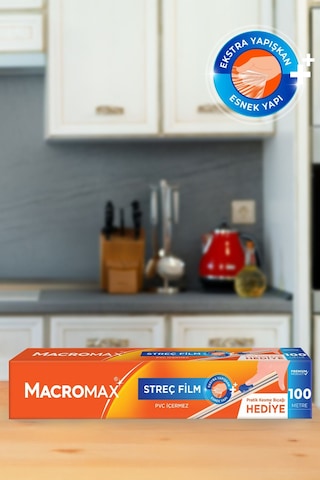 Streç Film 100 Metre, Pratik Kesme Bıçağı Hediyeli, Büyük Ekonomik Boy, Pvc Içermez