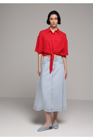 Colin's Colins Fashion Fit Shirt Neck Düz Kadın Kirmizi Kısa Kol Gömlek Cl1080562 Q1.v1 Red Kırmızı