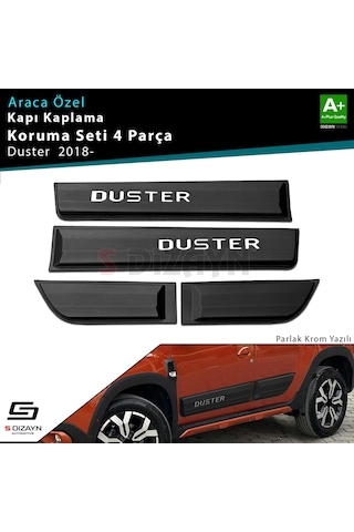 S-dizayn Dacia Duster 2 Kapı Koruma Seti Parlak Krom Yazılı 4 Prç 2018-2023 A+ Kalite