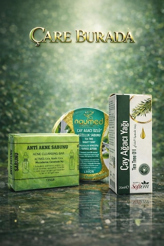 Anti Akne Sabunu+ Çay Ağacı Yağı 20 Ml + Çay Ağacı Özlü Güzellik Sabunu 135 Gr