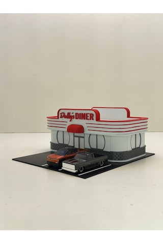 3d Baskı 1/64 Ölçekli Dolly's Dinner Bina Tasarımlı Diorama Araç Sergileme Garajı