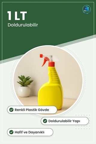 Bitki Sulama Kabı Sprey Şişe 1lt Renkli Plastik Boş Doldurulabili