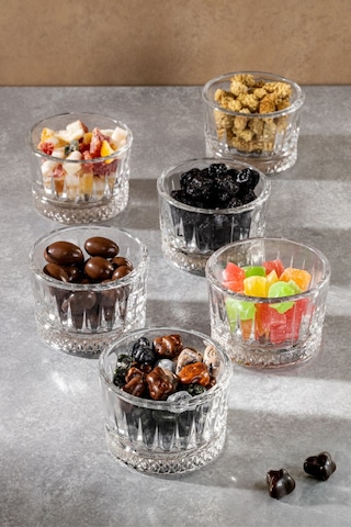 6'lı Cam Lokumluk Çay Kahve Yanı İkramlık Çok Renkli