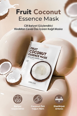 Lebelage Hindistan Cevizi Özü İçeren Nemlendirici Kağıt Maske Lebelage Fruit Coconut Mask