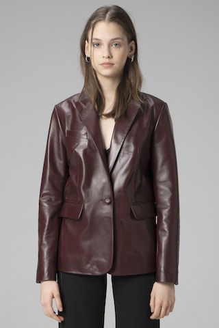 Dericlub Wm011 Gerçek Deri Kadın Blazer Ceket Bordo