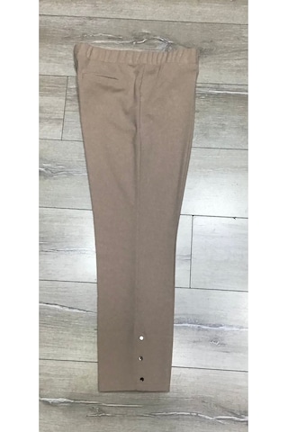 Scuba Yanlardan Cepli Önü Dikişli Paçası Çakmalı Beli Lastikli Büyük Beden Pantolon Krem