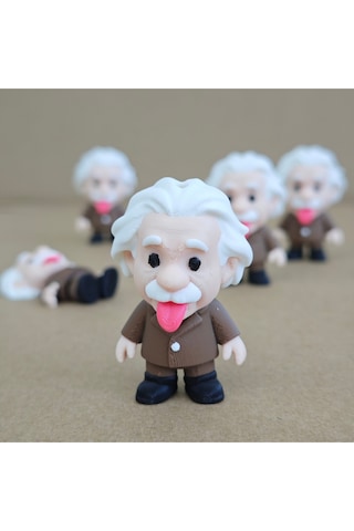 Albert Einstein Dil Çıkaran Hareketli Anahtarlık Ve Mini Dekoratif Figür 2 Adet