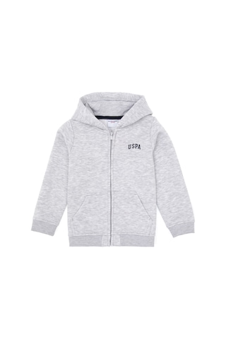 U.S. Polo Assn. Erkek Çocuk Açık Gri Örme Fermuarlı Kapüşonlu Hırka 50313852-VR001