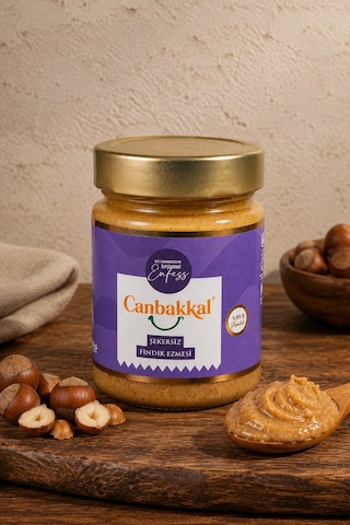 Canbakkal %99,9 Şekersiz Fındık Ezmesi 300 G İlave Şekersiz ve Katkısız Saf Fındık Kreması