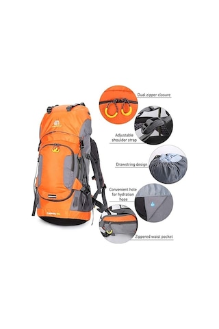 Çok Amaçlı Suya Dayanıklı 60l Outdoor Sırt Çantası Turuncu Turuncu