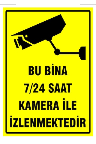 "bu Bina 7/24 Saat Kamera İle İzlenmektedir - A4 Folyo Baskı Folyo Etiket Baskı Sticker