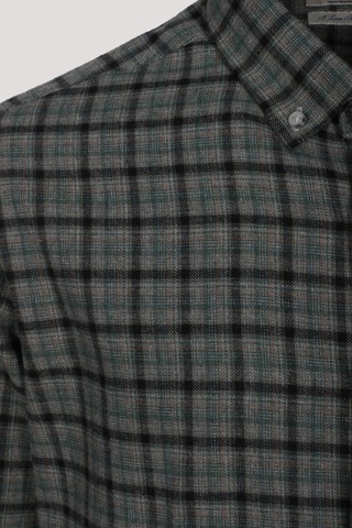 Erkek Gömlek Yeşil Uzun Kol Ekose Kareli Flanel Yün Tuşeli Slim Fit Düğmeli Yaka Shirt Ncs Jeans 7270-yeşil Yeşil