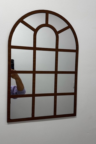 Pencere Ayna Ceviz Renkli Mdf Üzeri Gümüş Aynalı Pleksi 40x60 Cm