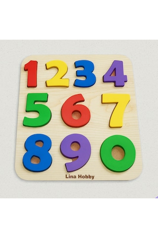 Çocuklar İçin Renkli Sayı Puzzle - Ahşap Tabanlı 3d Rakamlar 20x17 Cm - Eğlenerek Öğrenme Sayılar + Harfler