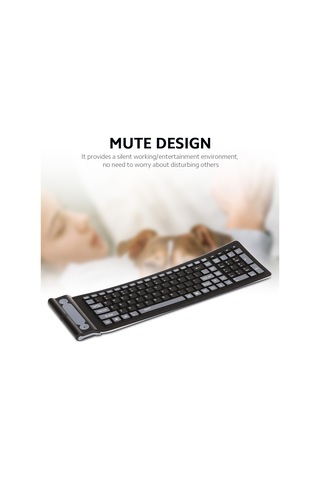 Springsun Kablosuz 2.4g Silikon Katlanır Klavye - 107 Tuşlu Taşınabilir Bilgisayar Klavyesi