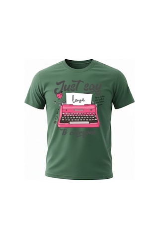 Urbantrendstore Unisex Love Oversize Fit Rahat Geniş Salaş T-shirt Günlük Tişört Yeşil
