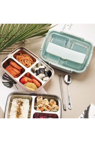 Youtek 304 Paslanmaz Çelik 3 Bölmeli Termoslu Yemek Kutusu - Öğrencilik Ve Ofis Kullanıma Uygun, Leakproof, Taşınabilir Pembe Diğer