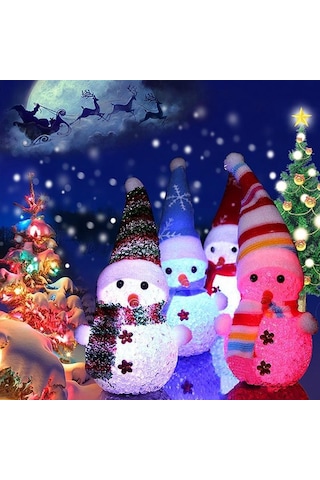 Led Işıklı Kardan Adam Yılbaşı Ağacı Süsleri Renk Değiştiren Kardan Adam Led Light Snowman Renkli Pilli Led Işıklı Kardan Adam