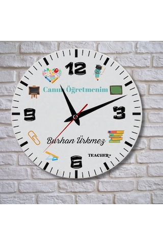 Öğretmenlere Özel Duvar Saati Cam Duvar Saati Mm2932-15 Çok Renkli