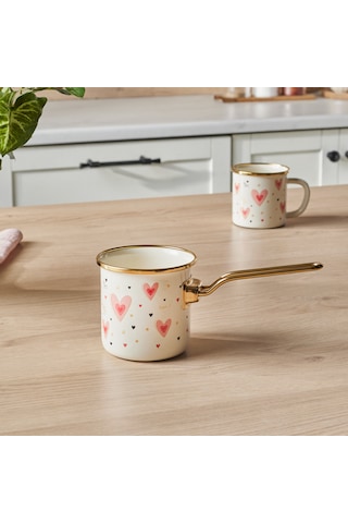 Karaca Kalp Detaylı Pink Love Emaye Cezve