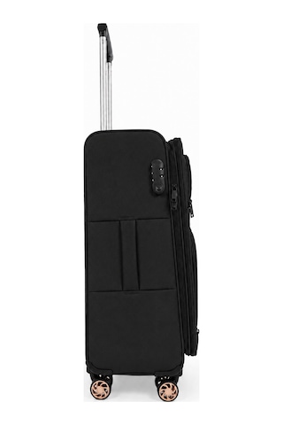 Fossil Unisex Kumaş Orta Boy Ultra Hafif Şifreli Körüklü Kendi Etrafında Dönebilen Valiz 010-02 Siyah