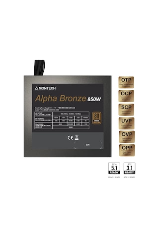 Montech Xr Cam Panel Oyuncu Kasası Siyah Renk + Alpha 80+ Bronze 850w Atx 3.1 Gen5.1 Psu + 6 Port Fa