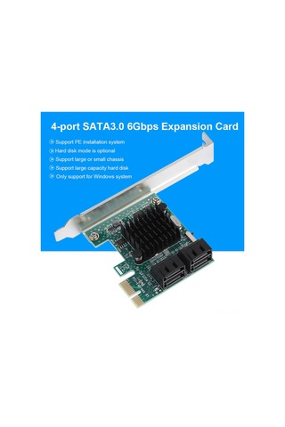 Kosona Pcı-e'den Sata3.0'a 4 Port Çevirici Kart - 2u/4u Evrensel, Büyük Isı Emici, Arka Bağlantı, Grafik Kart Engelleme Olmayan Tasarım