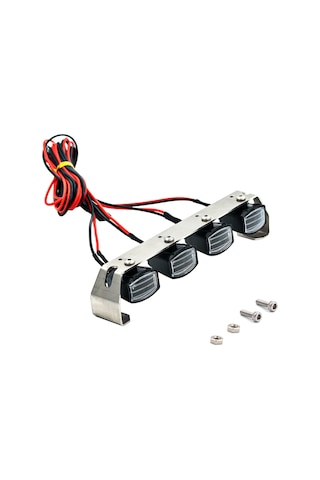 Honmex 1/10 Rc Araba İçin Led Far Seti - Traxxas Trx-4, Axial Scx10, Rc4wd Uyumlu - Dört Işıklı Dikdörtgen Kasa Siyah+gümüş