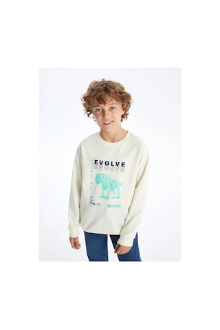 LC Waikiki Bisiklet Yaka Erkek Çocuk Sweatshirt Ekru