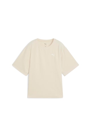Puma Ess Elevated Velour Tee Kadın Yetişkin T-shirt Krem