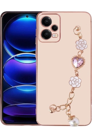 Xiaomi Redmi Note 12 4g Kılıf El Tutamaçlı Kamera Korumalı Zore Taka Silikon Kapak Pembe