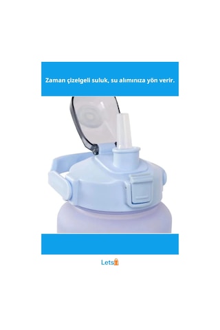 Motivasyonel Su Matarası Seti 300ml, 750ml Ve 2000ml Renkli Tritan Çok Renkli