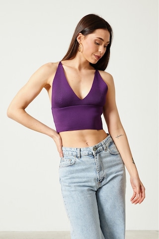 Twenty3 Kadın Super Crop Sırt Detaylı Triko Büstiyer Bluz 001