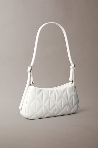 Calvin Klein Kadın Quilted Small Omuz Çantası - Beyaz-15736 Lily White