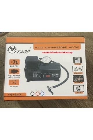 Yage 220 Volt Mini Kompresör 12 Volt Güçlü Kompresör Hava Kompresör 250 Psi Diğer