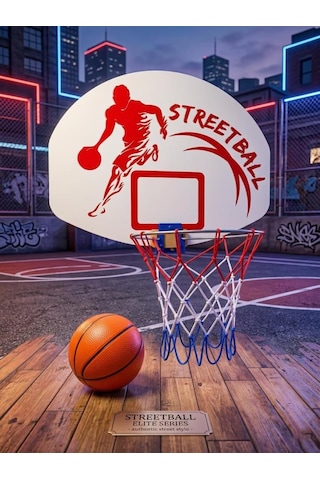 Ahşap Asılabilir Fileli Gerçekci Detaylı Streetball Basketbol Potası Eğitici Spor Oyuncak